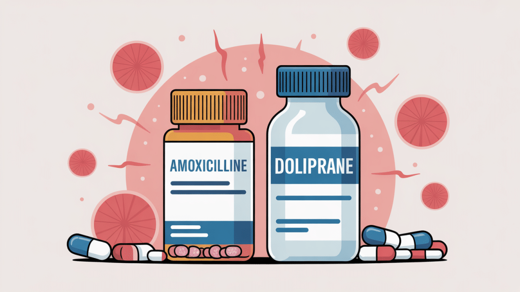 amoxicilline + doliprane boîte médicament illustration