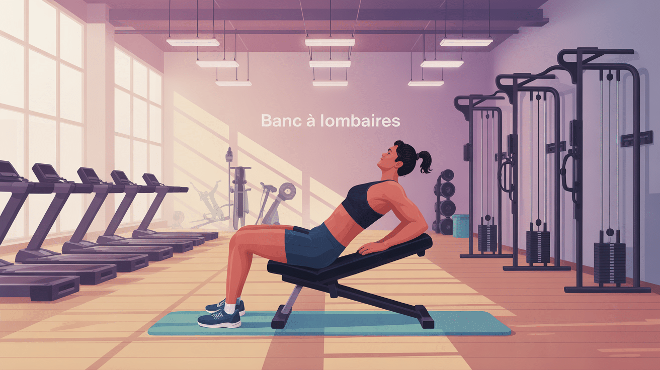 illustration banc à lombaires dans salle moderne