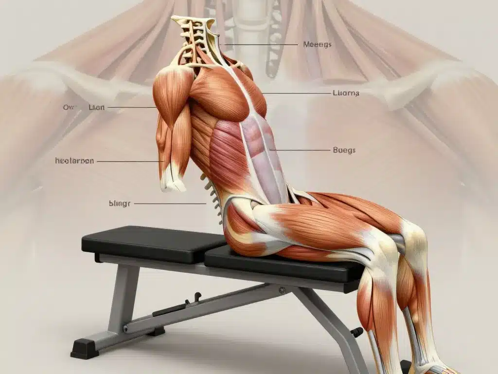 diagramme muscles travaillés banc à lombaires