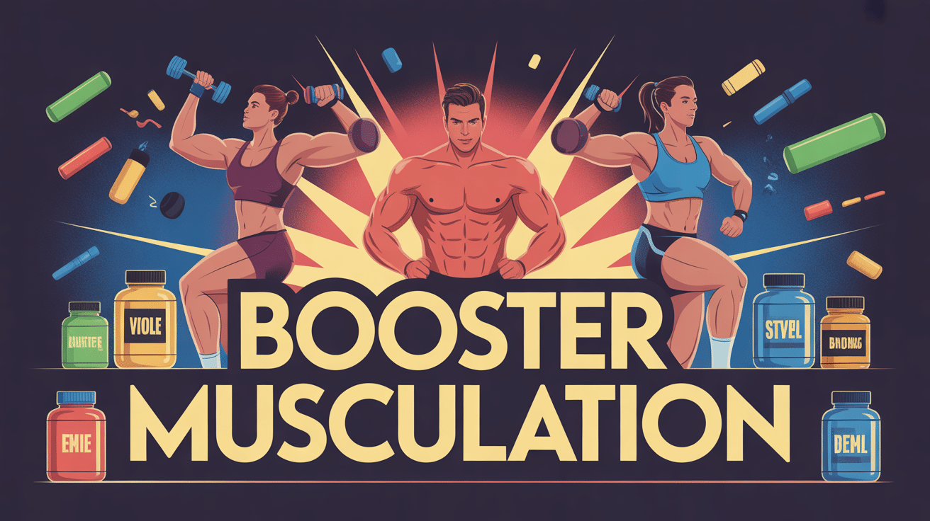 Illustration booster pour la musculation énergie et compléments