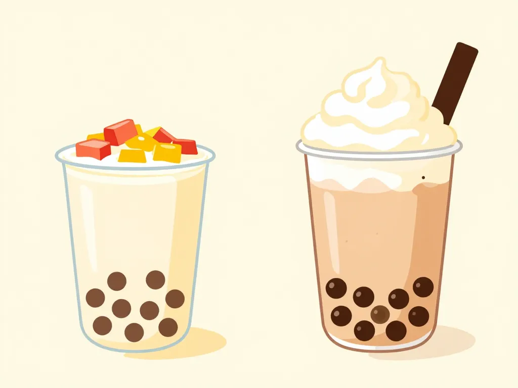 comparatif visuel bubble tea nutritional information healthy vs gourmand