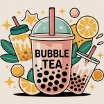 illustration bubble tea nutritional information moderne et stylisée
