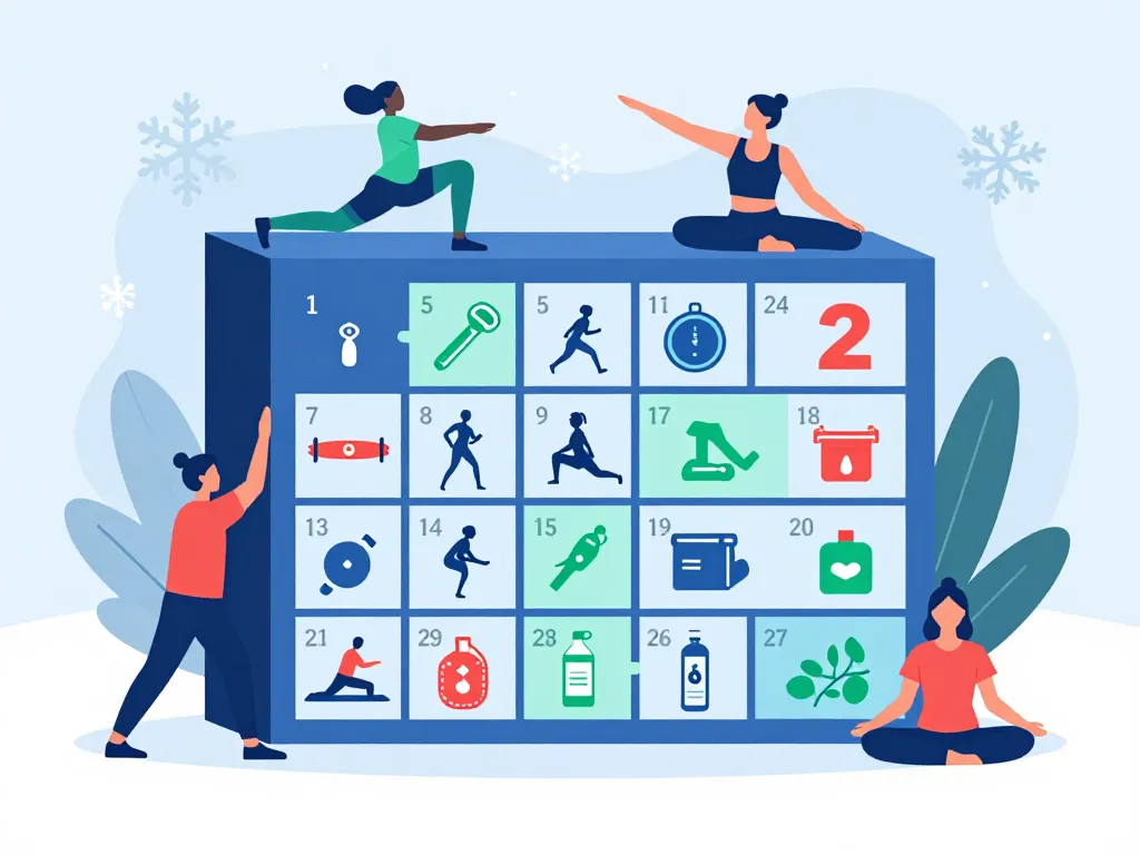 concept calendrier de l avent sportif avec produits et activités