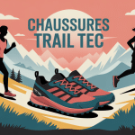 illustration chaussures trail tec en montagne