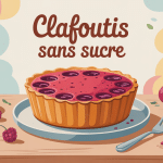 illustration clafoutis sans sucre entouré de fruits frais