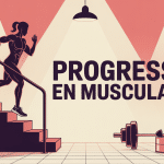 Illustration comment progresser en musculation, escalier d'haltères, motivation