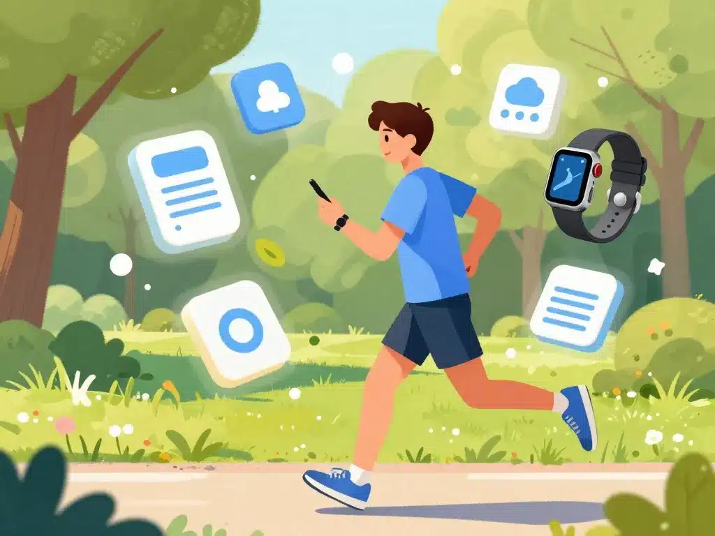 illustration outils conversion allure vitesse coureur smartphone