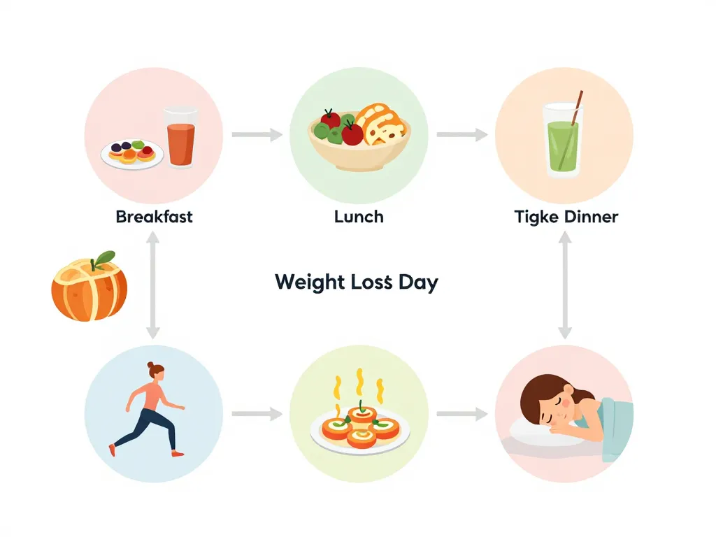Diagramme journée type pour perdre 5 kg, menu, activités, sommeil