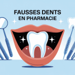 illustration fausses dents pharmacie stylisée bouche dent éclatante
