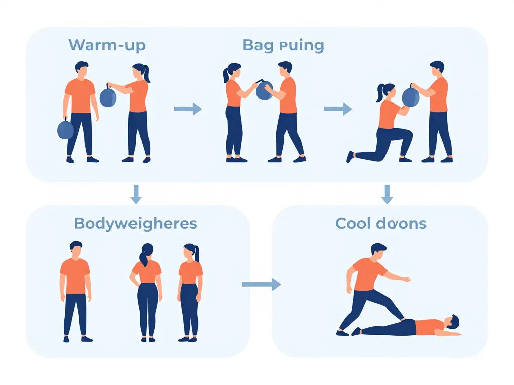 diagramme session fitting boxing étapes échauffement exercices retour au calme