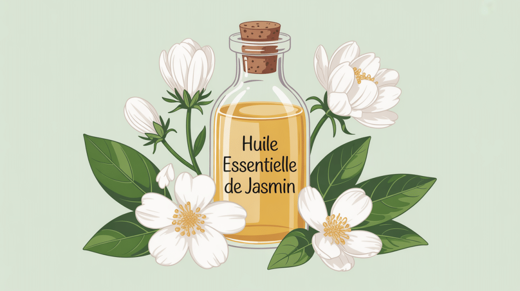 illustration huile essentielle jasmin bien-être beauté