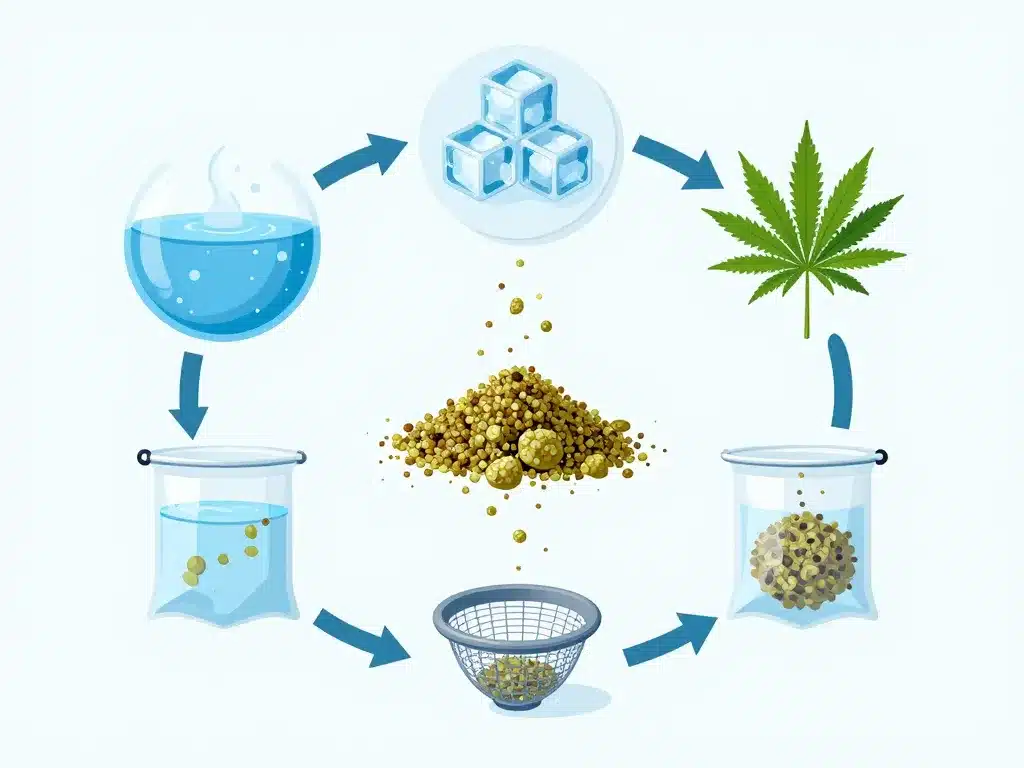 Diagramme conceptuel extraction ice-o-lator séparation trichomes