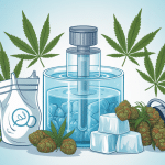 Illustration schématisée du processus ice-o-lator avec sacs de filtration et glace