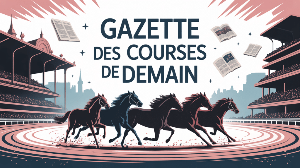 la gazette des courses de demain, illustration vecteur chevaux et journal