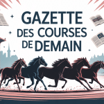 la gazette des courses de demain, illustration vecteur chevaux et journal