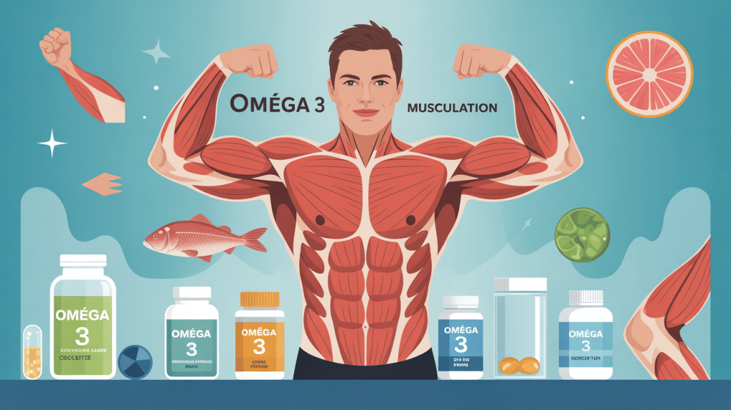 illustration omega 3 musculation récupération prise masse