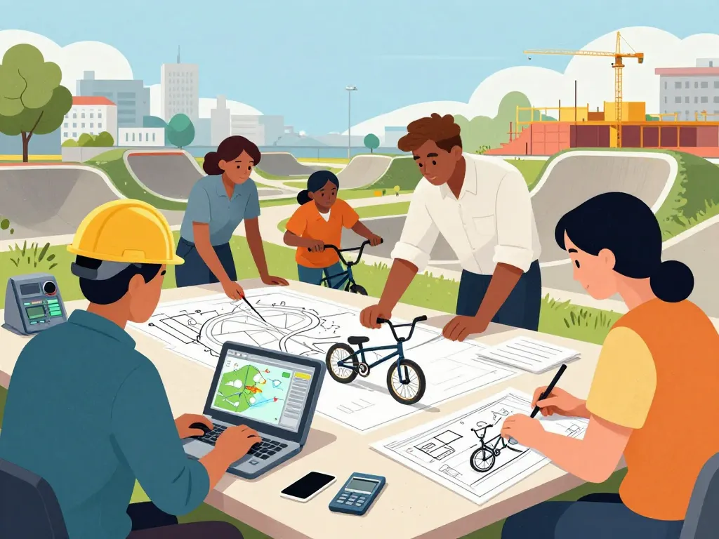 illustration creation et entretien piste bmx en equipe