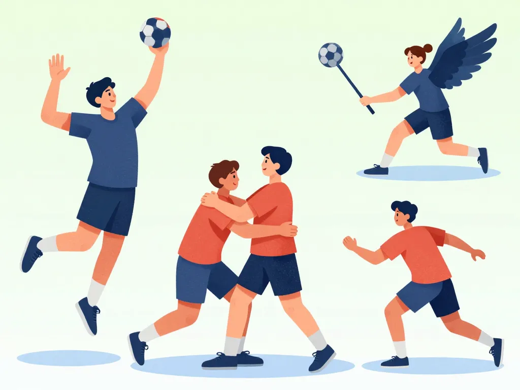 joueurs postes handball en attaque