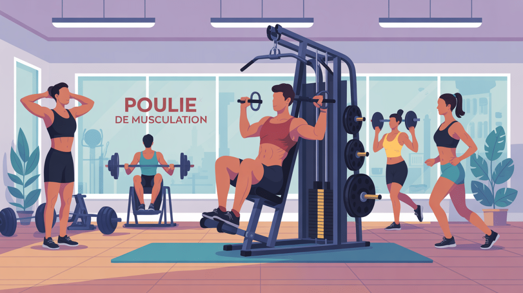 Illustration poulie musculation moderne polyvalente