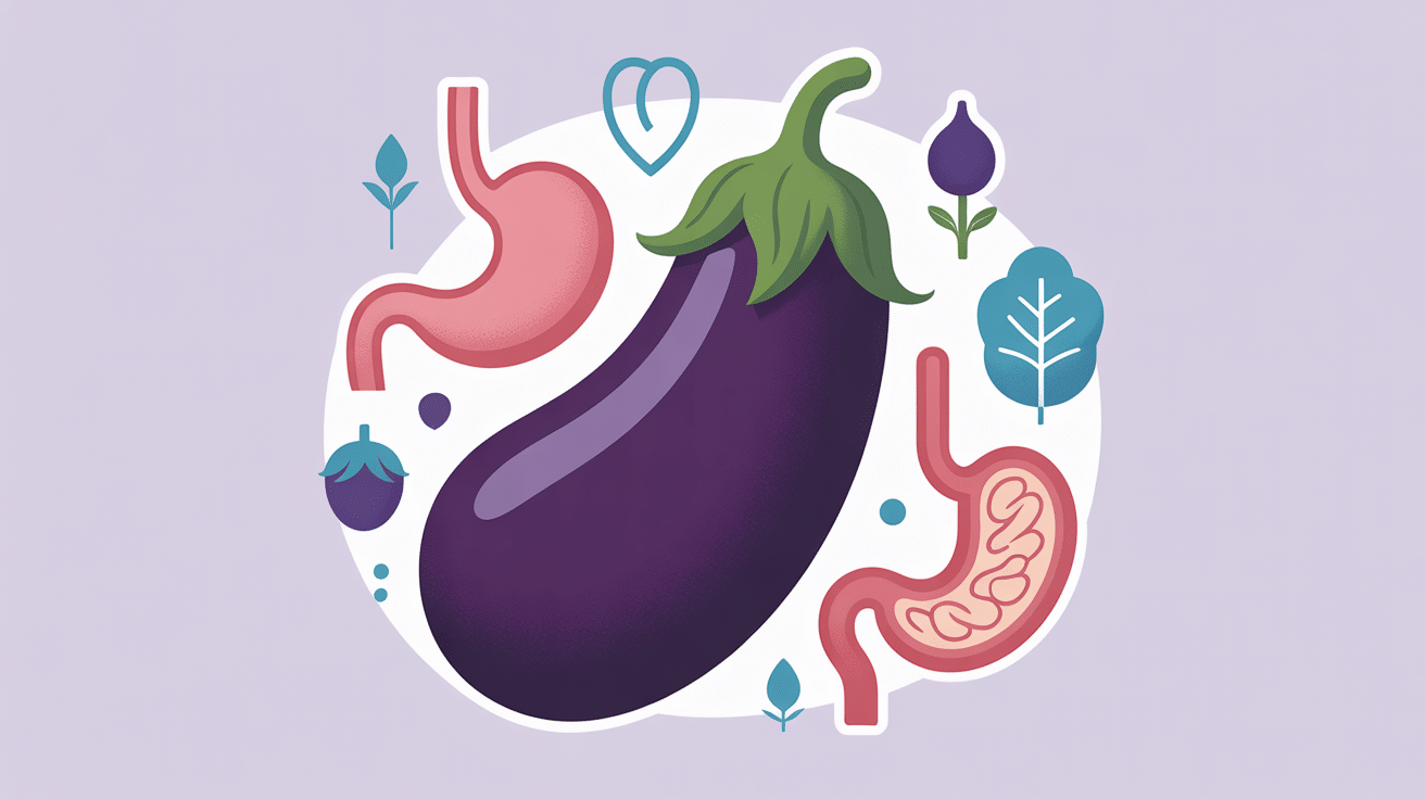 Illustration centrale aubergine et problèmes gastro-intestinaux allergie