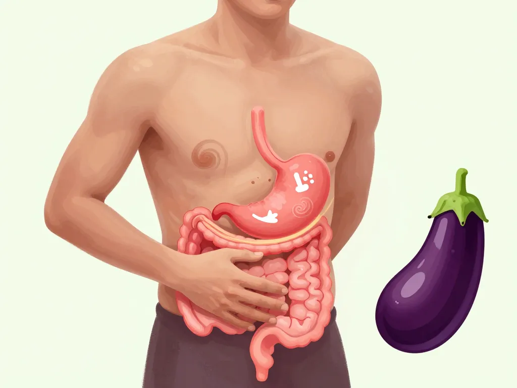 Symptômes digestifs allergie aubergine illustration