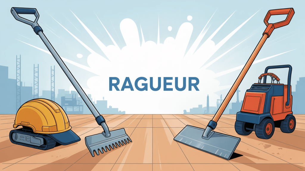 illustration ragueur différents outils chantier