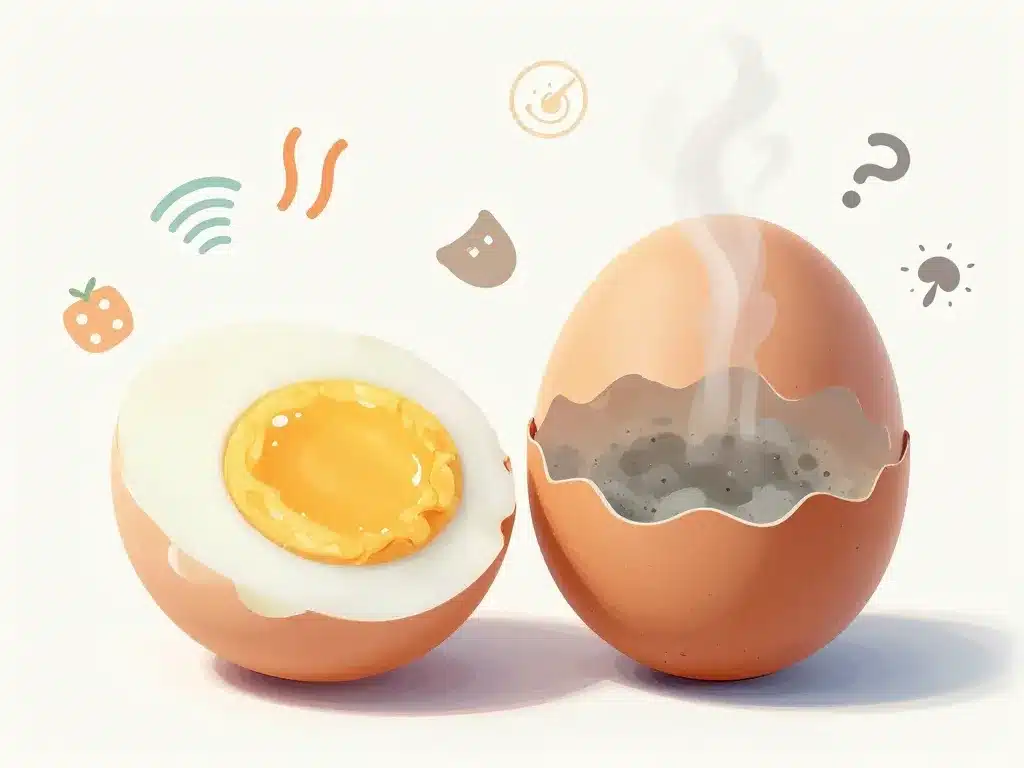 Symptômes visuels oeuf dur pourri coupé en deux