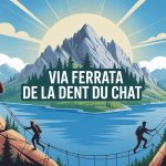 illustration via ferrata de la dent du chat montagne et lac