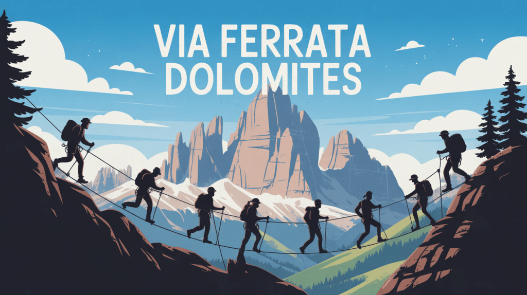 illustration via ferrata dolomites paysage montagne
