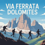 illustration via ferrata dolomites paysage montagne