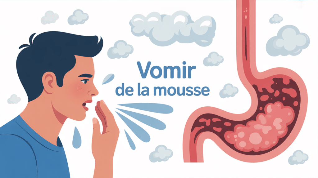 illustration informative vomir de la mousse