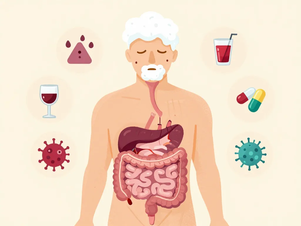 illustration causes vomir de la mousse