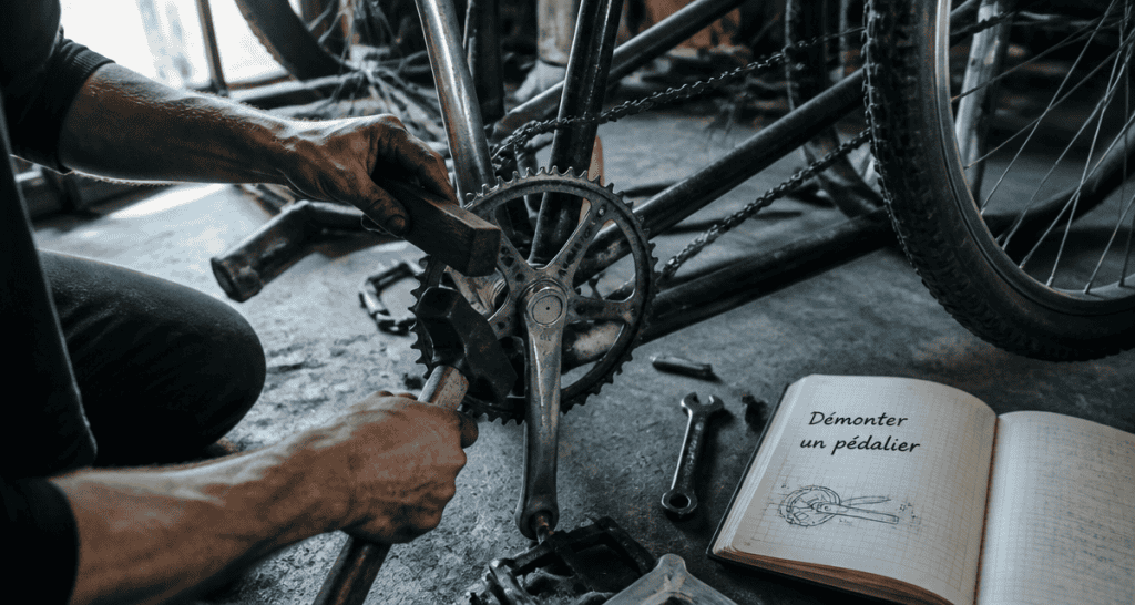 démonter pédalier vélo sans extracteur marteau cale