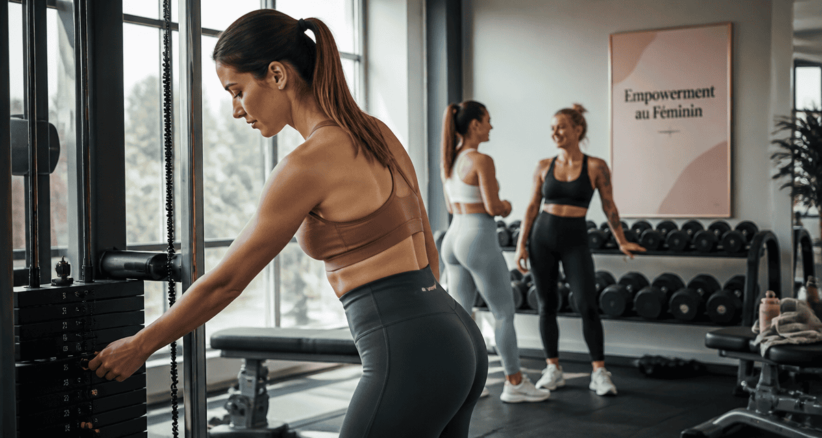 Femme salle de sport machine musculation