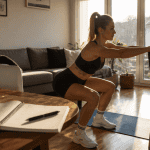 femmes fitness squat à la maison