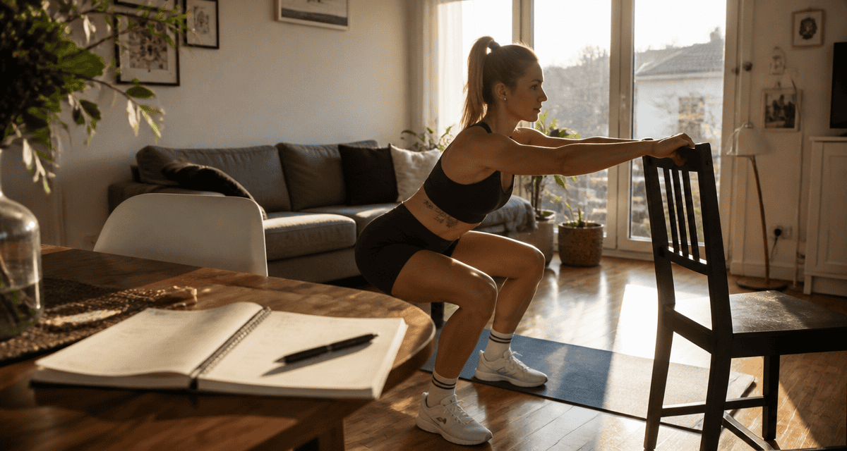 femmes fitness squat à la maison