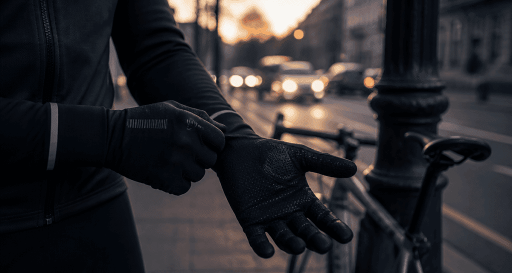 gants velo cycliste urbain trottoir