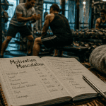 motivation musculation carnet sur banc salle de sport