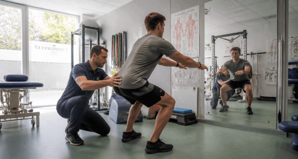 rééducation ménisque non opéré patient squat kiné