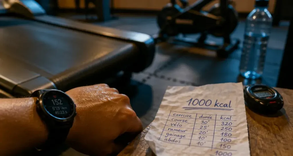 Bruler 1000 calories par jour : montre cardio, tapis et “1000 kcal”
