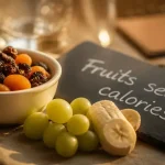 Calories dans les fruits secs : bol de fruits secs et note