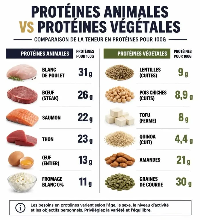 Infographie des aliments riches en protéines pour personnes âgées