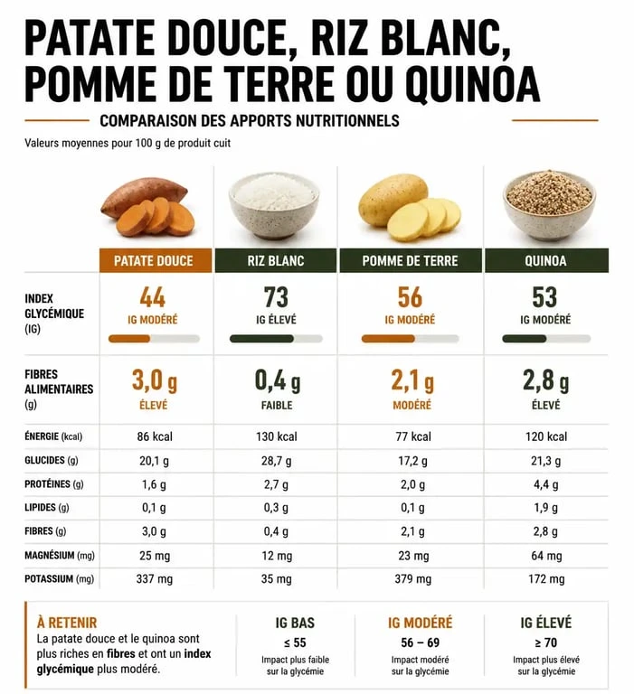 Comparatif nutritionnel de la patate douce pour la musculation