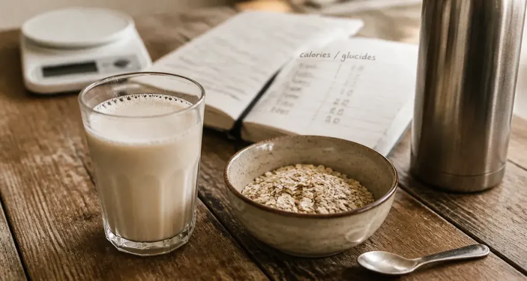 Lait d avoine pour maigrir : verre sans sucres, flocons d’avoine et fibres