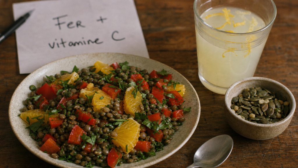 Liste d aliments riche en fer : lentilles et graines de courge, citron (vitamine C)