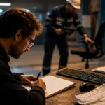 Master en ergonomie : ergonome observe un poste de travail