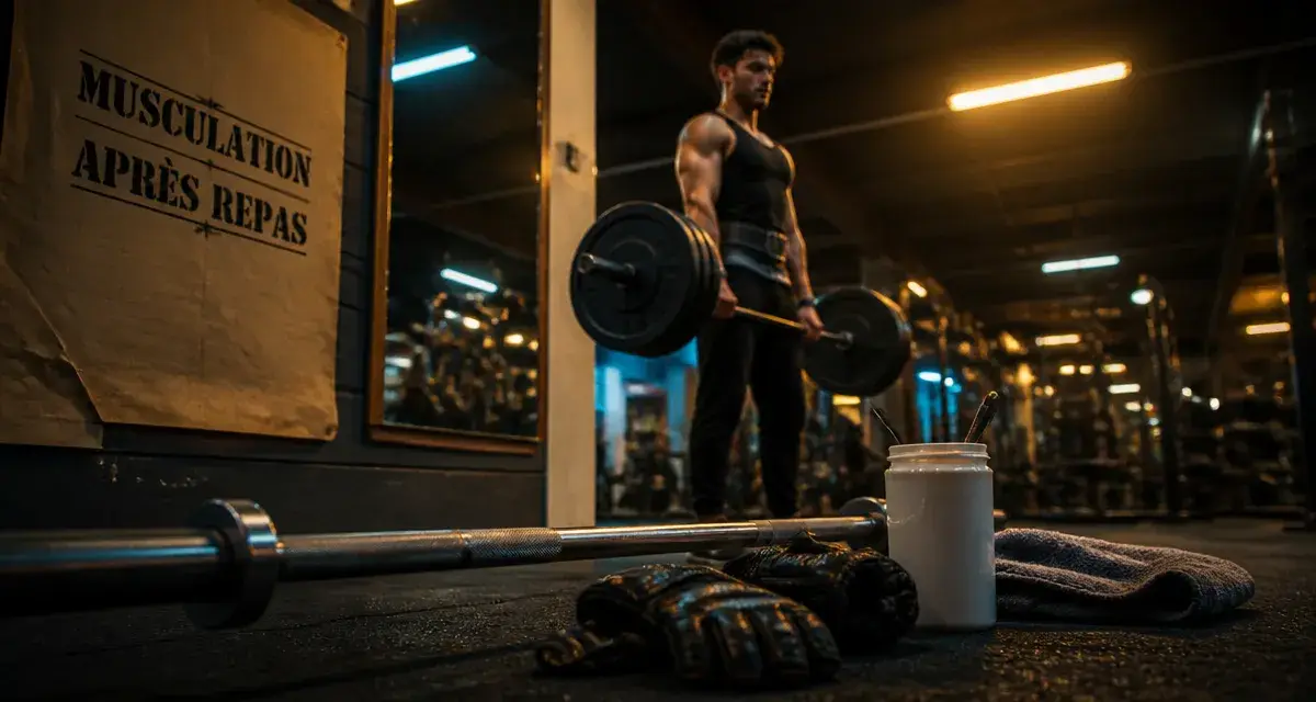 Muscu apres manger en salle de sport après repas : barre et shaker