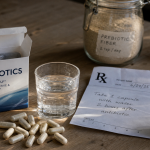 Probiotique apres antibio : boîtes et capsules, minuteur 2h, restauration flore intestinale