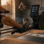Rameur, appareil de sport qui fait travailler tout le corps.}
