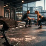 Salle de sport à Londres, intérieur premium avec coach et haltères